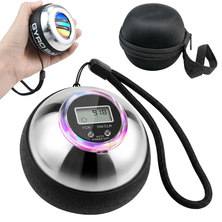 Powerball Handtrainer Gyroball with Counter for Forearm Strength and Grip Training - 5-Stage Adjusta