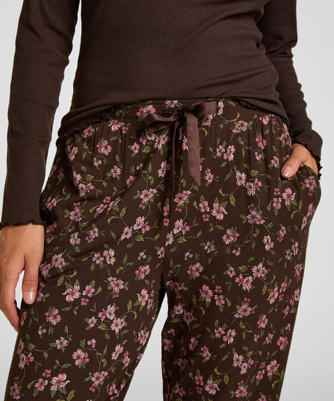 HUNKEMÖLLER Pyjamahose Jersey, L Black Coffee