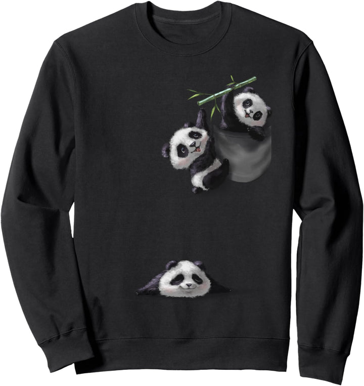 Panda-Jungen spielen in der Tasche Sweatshirt