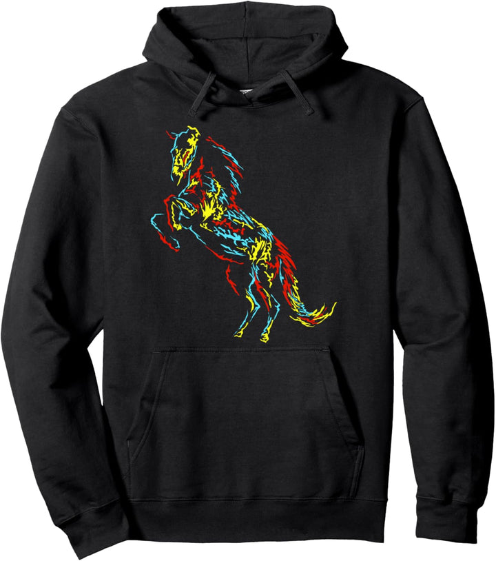 Bunte Abstrakte Kunst | Reiten lustiges Pferde Pullover Hoodie