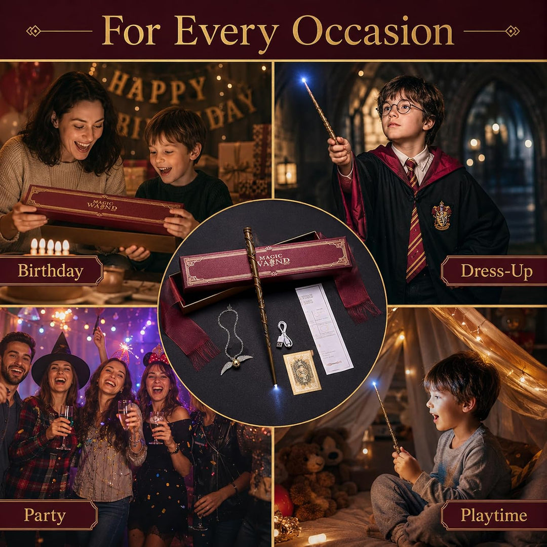 Zauberstab Hermine Granger mit Licht, 37CM Hermine Zauberstab, USB Wiederaufladbar Magic Wand, Zaube