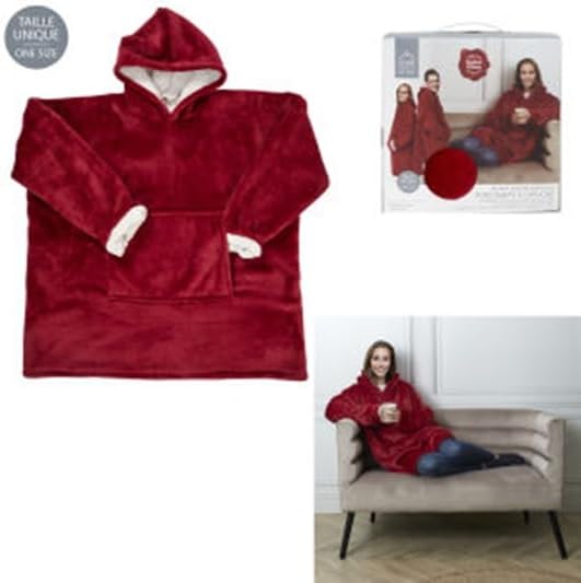 HOME DECO FACTORY, TX91681, Red Sherpa Inner Hoodie, Ultimate Comfort, Modern Style, Versatile as a