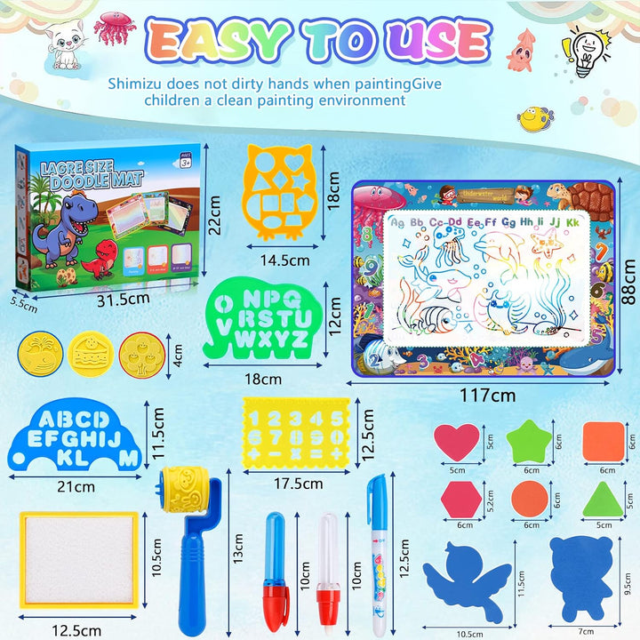 MOOING Wasser Doodle Matte,120 x 90 Aqua Magic Doodle Malmatte Kinder, Wiederverwendbare Drawing Mat