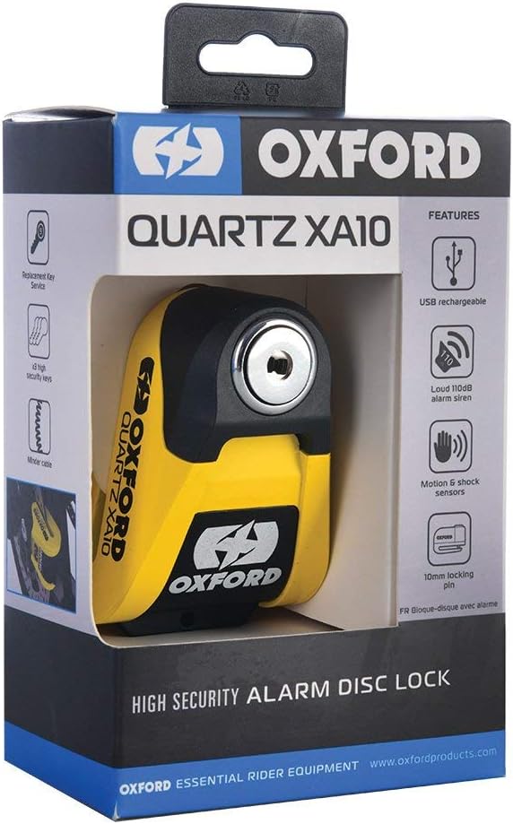 Oxford Quartz XA6 Alarm Bremsscheibenschloss 10mm, Gelb/Schwarz