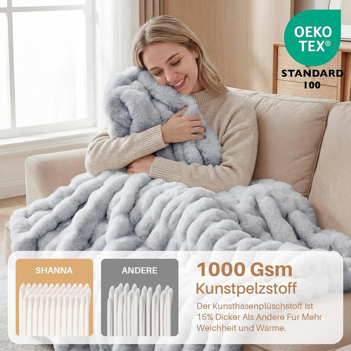 Kuscheldecke Kaninchen Plüsch Decke Super Soft Wohndecke Dick 1000 G/M² Flanell Decke Couchdecke War