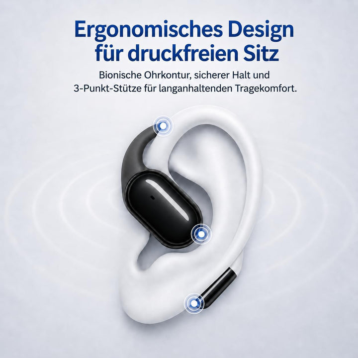 Open Ear Bluetooth Kopfhörer 5.4, Kabellose Sport Ohrhörer mit Ohrbügel, IPX7 wasserdicht, 50 Std. S