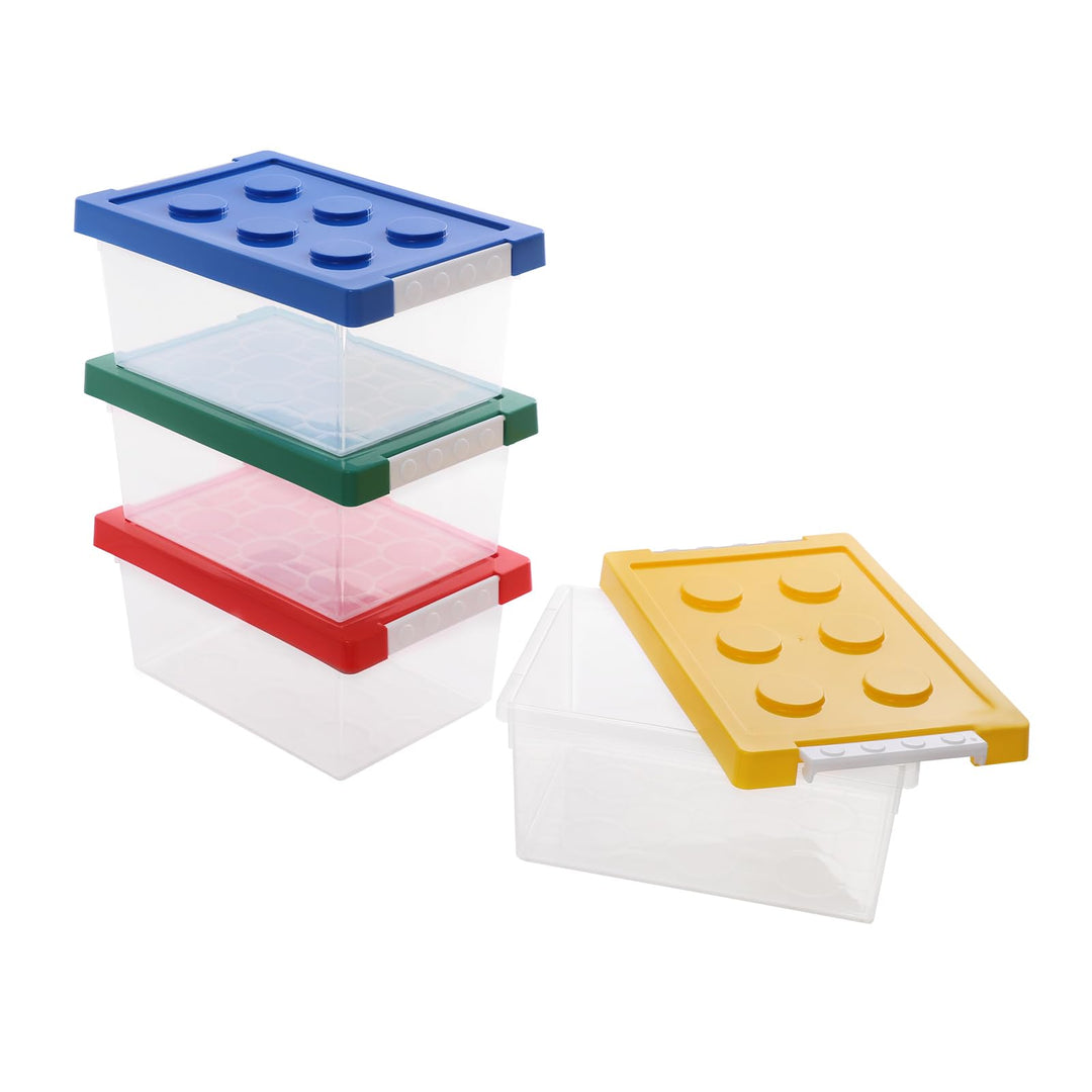 4er-Set Stapelbar Aufbewahrungsboxen mit Deckel I Transparente Sortierbox aus PP I Spielzeugkiste fü