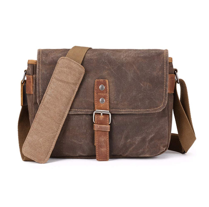 ONEGenug SLR-Kameratasche, wasserdichte Wachs-Segeltuchtasche Vintage Kameratasche Messenger Bag mit