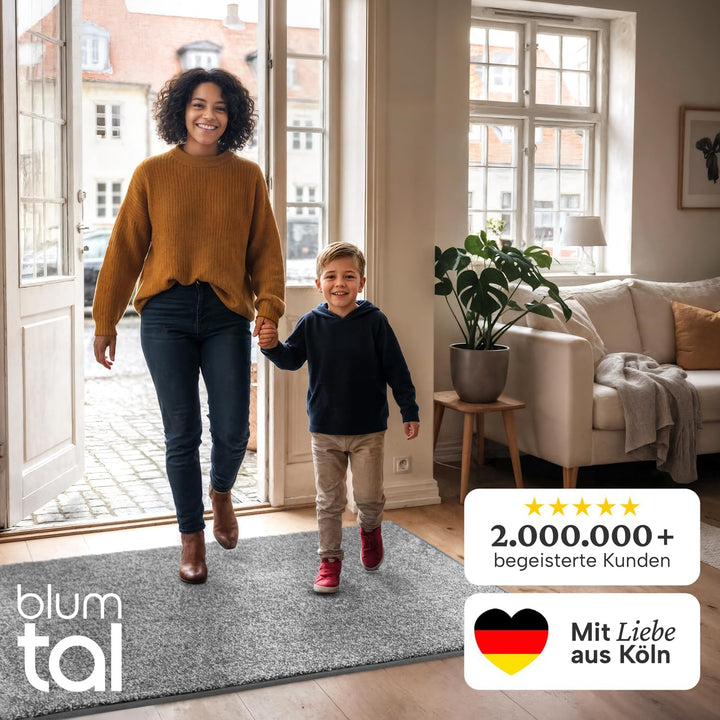 Blumtal Fussmatte 86x150 cm - Mikrofaser Schmutzfangmatte mit wasserdichter TPR-Rückseite - rutschfe