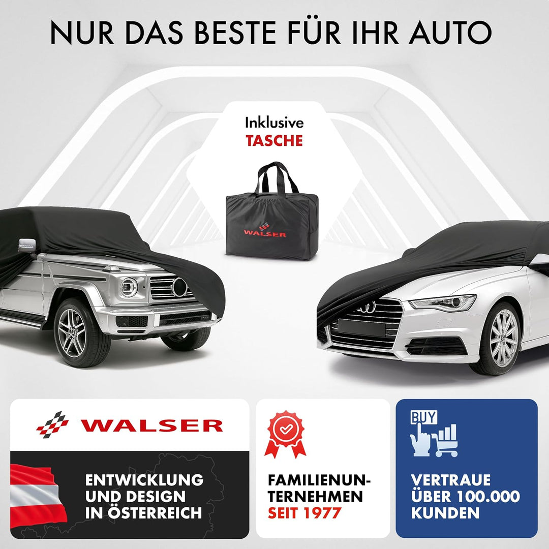 WALSER Premium Abdeckung Auto Indoor Stretch Plus Qualitätssieger Sehr Gut* - Autoplane Indoor Abdec