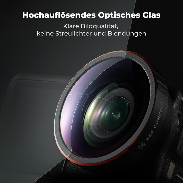K&amp;F CONCEPT Weitwinkelobjektiv für Osmo Action 6, 185° Weitwinkel Linse Filter, Ultraweitwinkelobjek