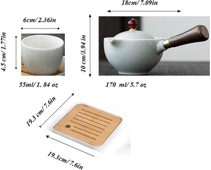 Keramik Portable Travel Tee Set, chinesischer Kungfu Tee Set mit 360-Rotation Teekanne und Infuser,