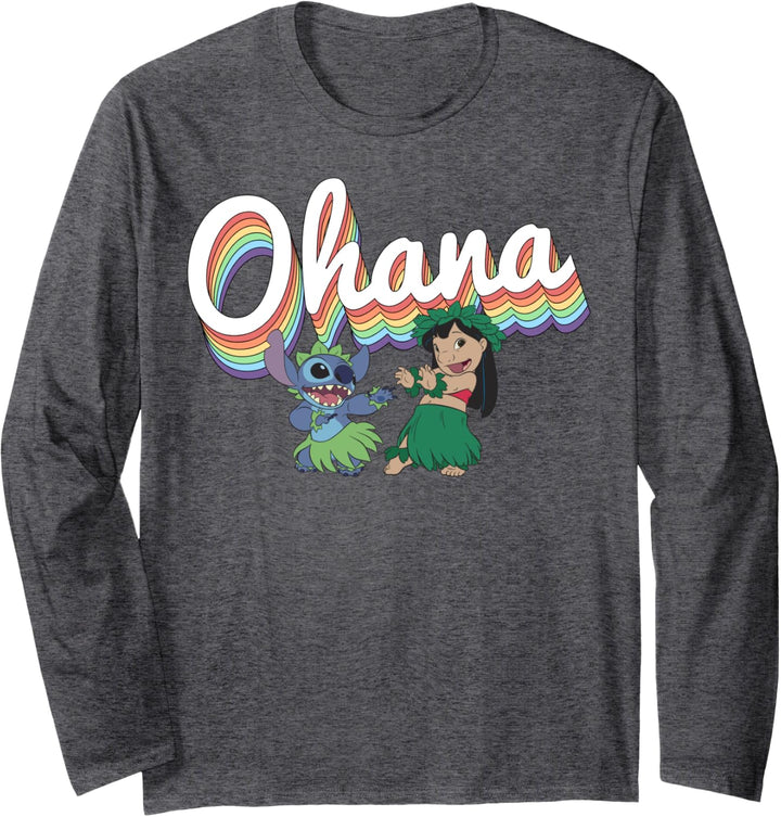 Disney Lilo &amp; Stitch Pride Ohana Rainbow Langarmshirt