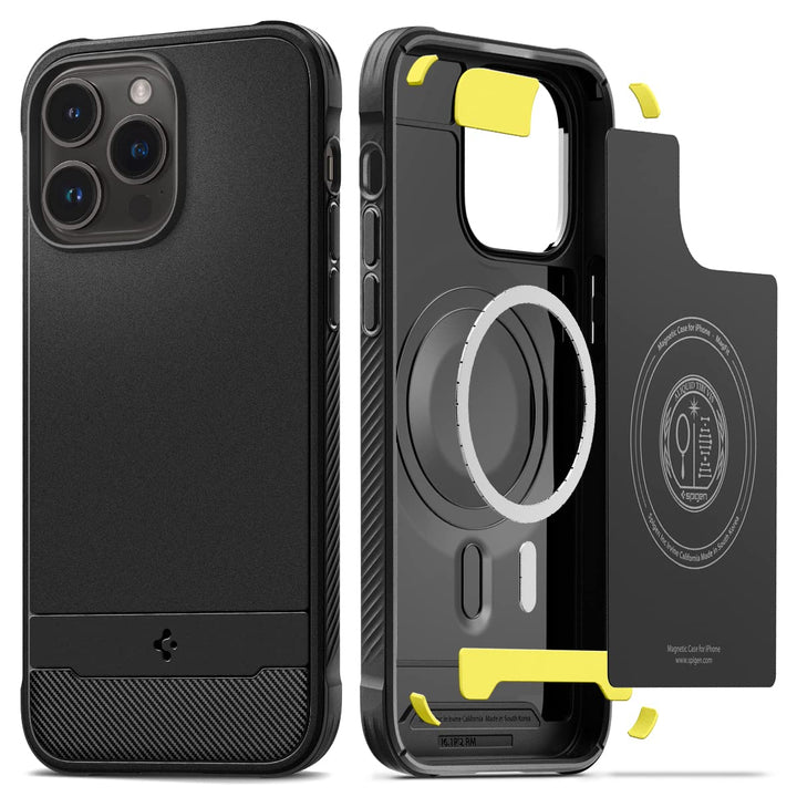 Spigen Rugged Armor MagFit Hülle Kompatibel mit iPhone 14 Pro -Matte Black, Matte Black