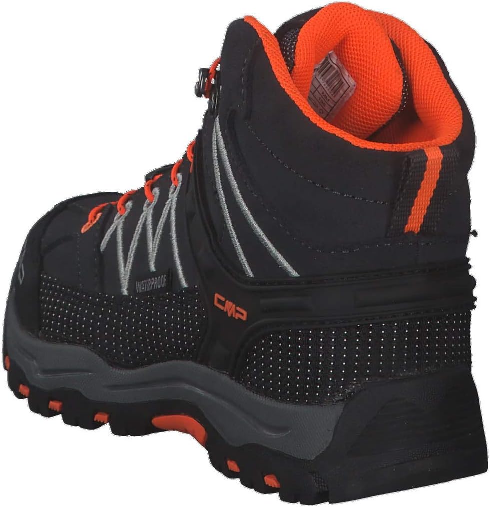 CMP Unisex Kinder Kids Rigel Mid Trekking Shoes Wp Wanderschuhe 37 EU Antracite Flash Orange, 37 EU