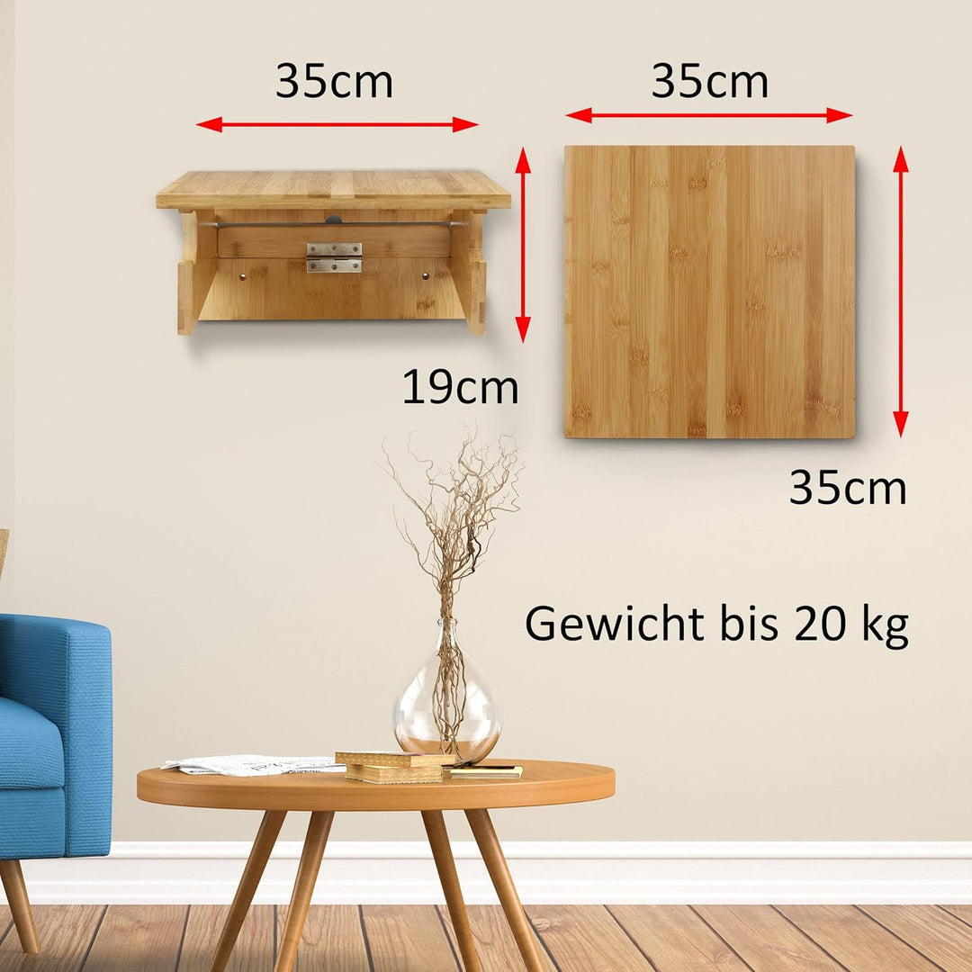 Rockitdaily Fahrradhalterung für die Wand | 35x35x5cm | klappbare Bambus Wandhalterung Fahrrad als G
