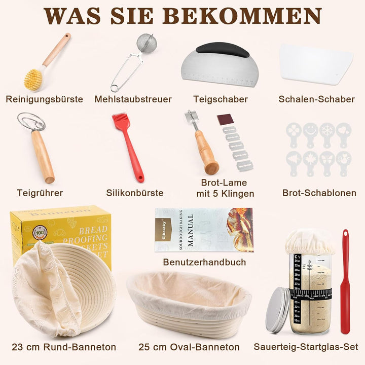 Brotback-Set, rund &amp; oval, 12-teilig, natürliches Rattan, Zubehör für Brot, Pflegeleicht für Anfänge