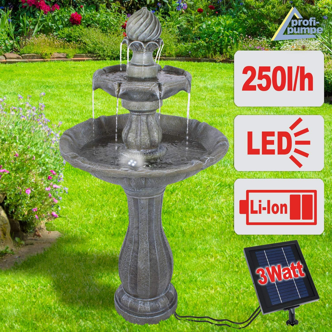 Solar Gartenbrunnen Brunnen Solarbrunnen mit LED-Licht, Zierbrunnen Wasserfall Gartenleuchte Teichpu