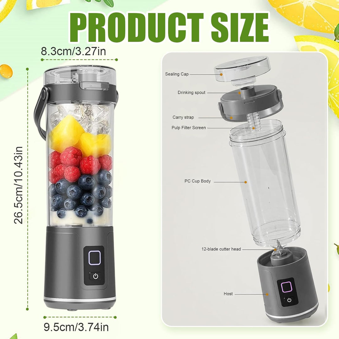 Tragbarer Mixer to go &amp; Smoothie Maker,600ml Mini Standmixer mit 12 Klingen,BPA-freier Becher mit Au