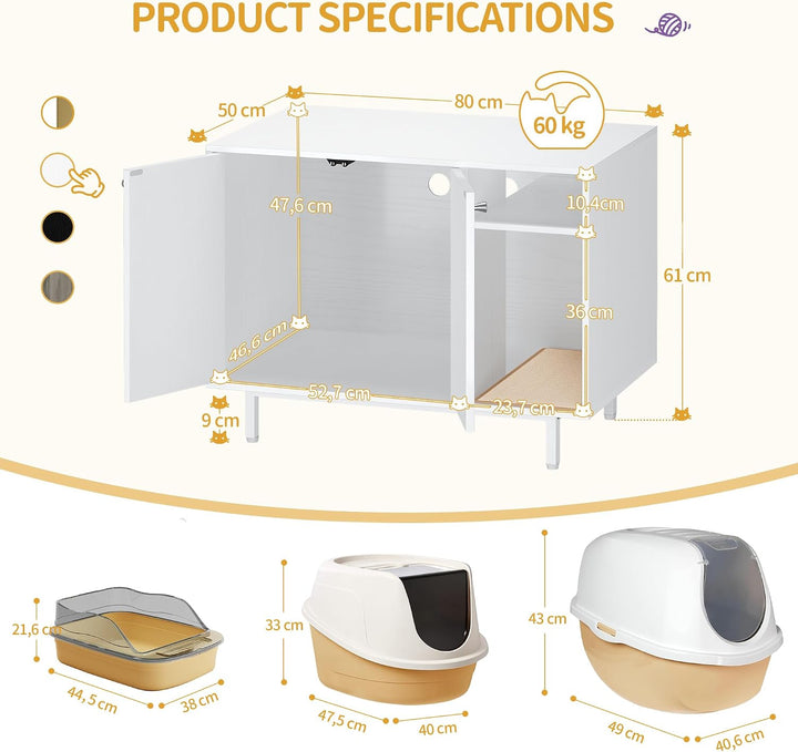 Hzuaneri Katzenschrank, Katzentoilette, Katzenklo Schrank, Katzenhaus mit Tür und separater Trennwan
