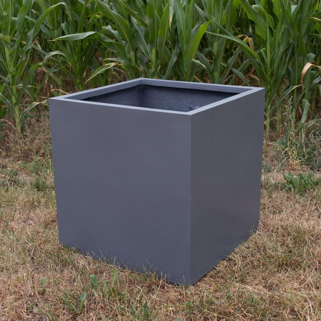 Eleganteinrichten Blumenkübel Fiberglas anthrazit metallic quadratisch 60x60x60cm
