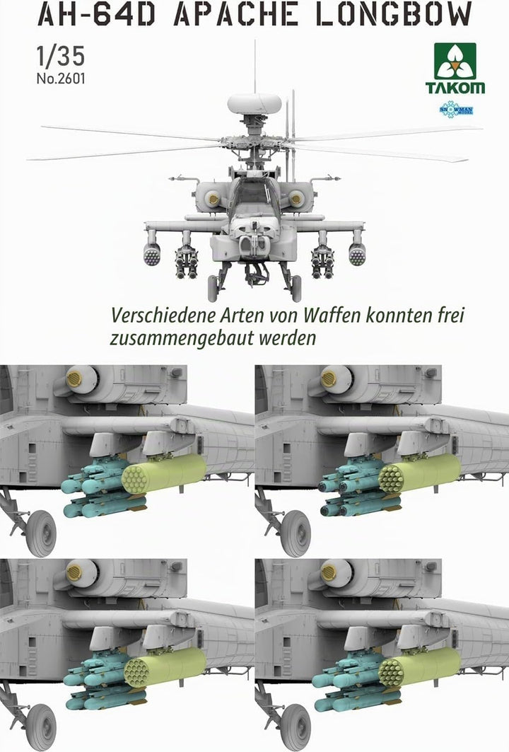 Tacom 1/35 US Army AH-64D Apache Longbow Attack Hubschrauber Kunststoff Modell TKO2601 geformte Farb