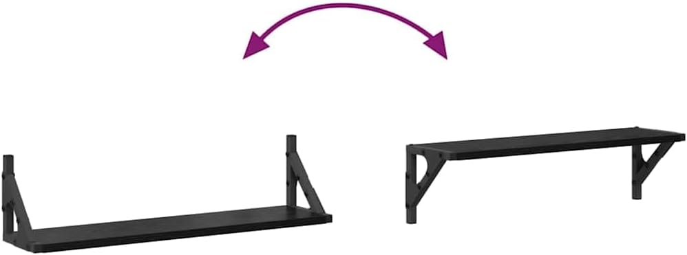 vidaXL Wandregale Wandhalterung 2 STK. Schwarz Eichen-Optik 60 x 15 x 15,5 cm Schwarz Eichen-optik,
