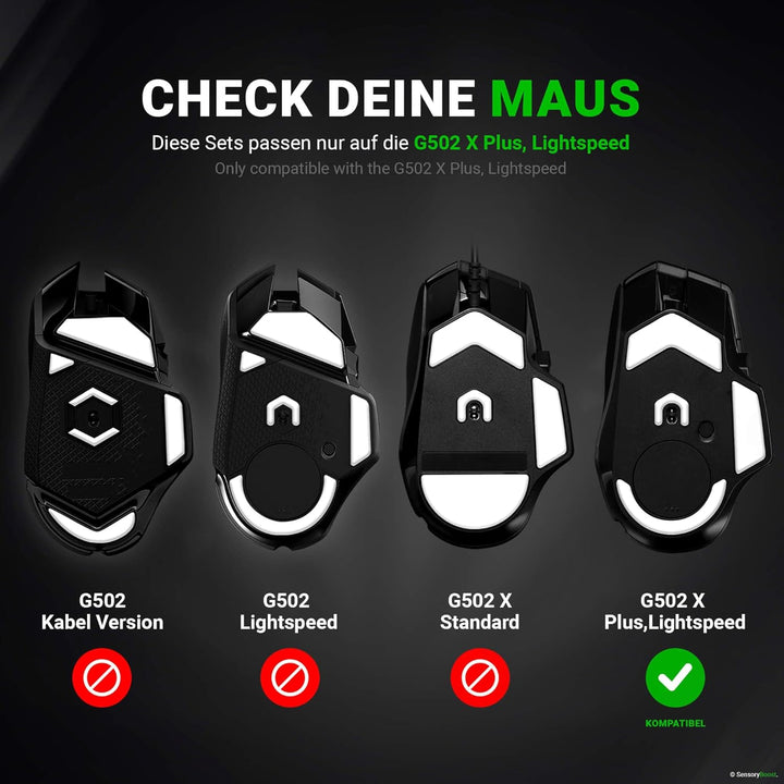 SensoryBoost DPS Glides (2er Set) kompatibel mit Logitech G502 X Plus, Lightspeed - Ultra Schnell, A