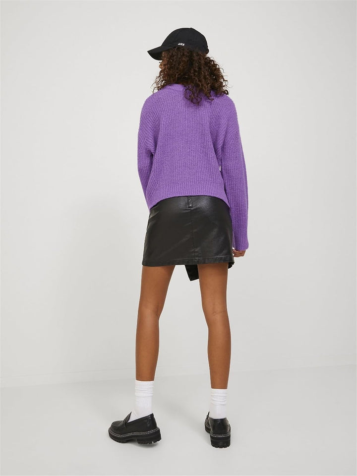 Damen Jxember Ls Fluffy Crew Neck Knit Noos Pullover, Royal Lilac