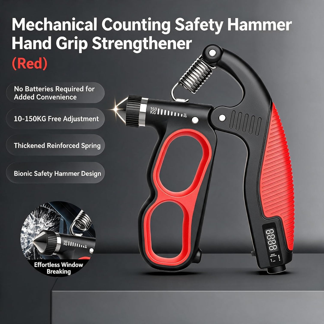 Griffkraft Trainer Handtrainer Rot - Einstellbarer Unterarmtrainer 10-150kg (22-330 lbs), Mechanisch