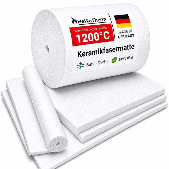 Keramikfasermatte biolöslich bis 1200 Grad (25mm Stärke, 7320 x 610mm) 25mm Stärke 7320 x 610 x 25mm