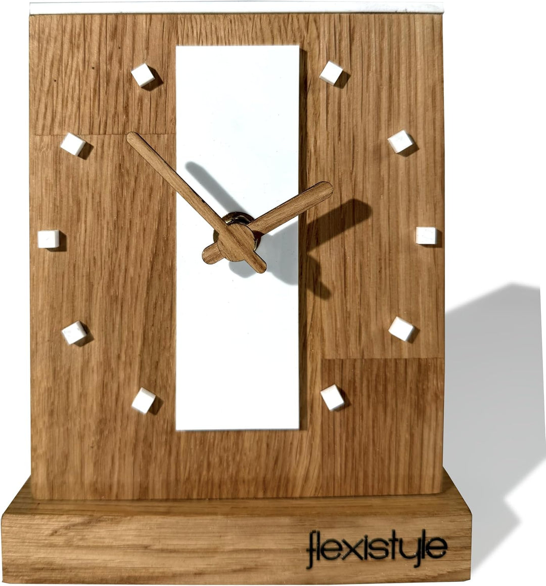 FLEXISTYLE Modern standuhr tischuhr klein aus Holz Eiche Wohnzimmer Badezimmer Uhr Holz tischuhren h