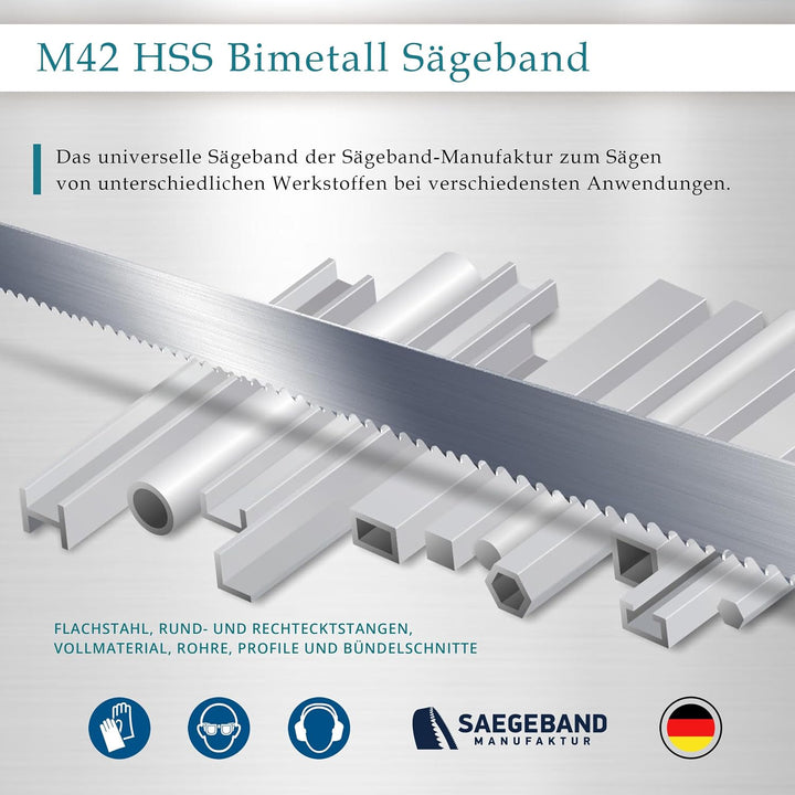 3 x M42 HSS Bimetall Sägeband 2140 x 20 x 0,9 mm mit 6/10 ZpZ, Bandsägeblatt 2140 x 20 x 0,9 mm 6/10