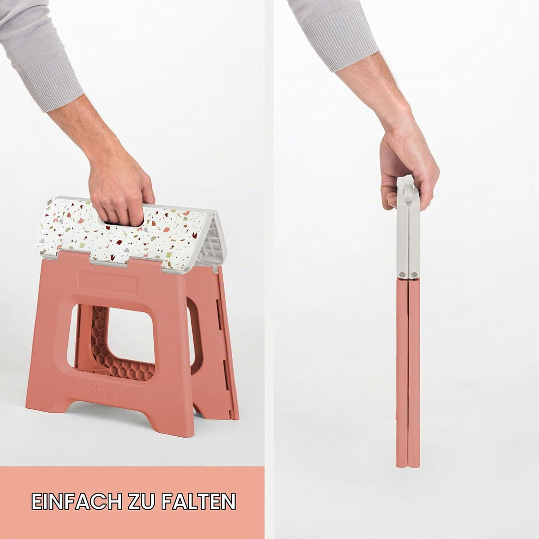 Vigar Kompakte Tritthocker Klappbar für Erwachsene, 27 cm, Klapphocker Faltbar 150 kg rutschfest, Le