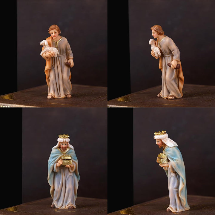 Weihnachtskrippe, Kunstharz, religiöse Weihnachtsdekoration, christliche Sammelfiguren, Krippen-Set,