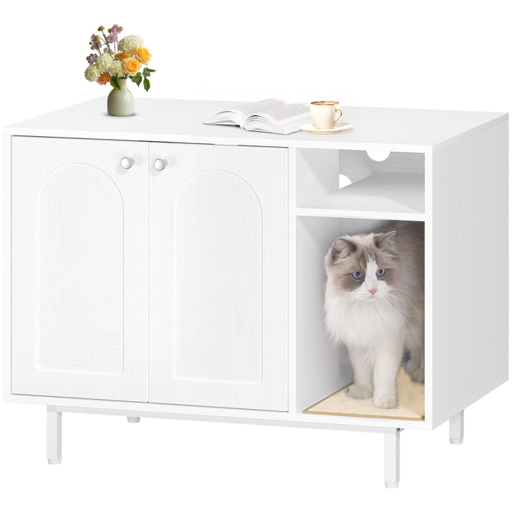 Hzuaneri Katzenschrank, Katzentoilette, Katzenklo Schrank, Katzenhaus mit Tür und separater Trennwan