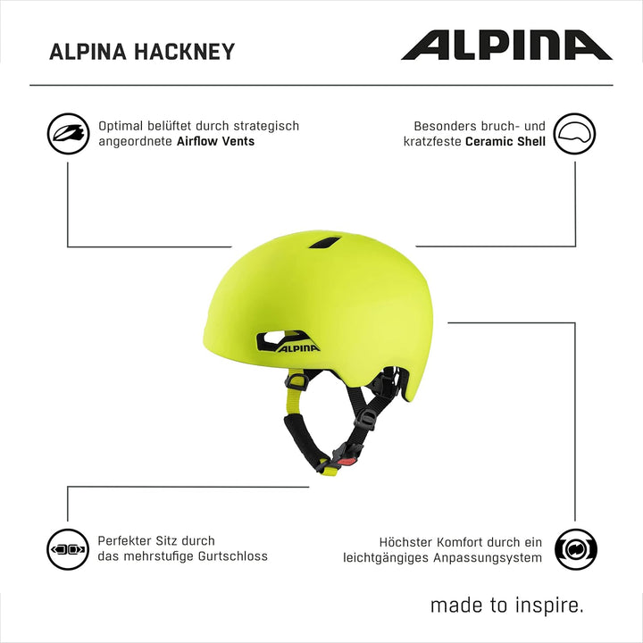 ALPINA HACKNEY - Leichter, Bruchfester &amp; Optimal Klimatisierter Fahrradhelm Mit Nachrüstbarem LED Fü