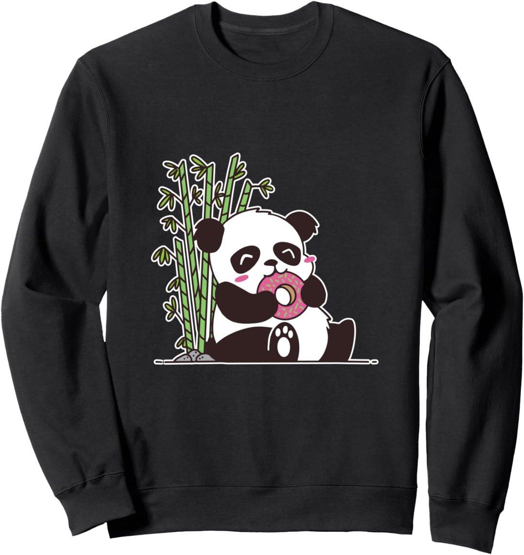 Pandabär süsser dicker Bär isst einen Donut süsse Pandas Babys Sweatshirt