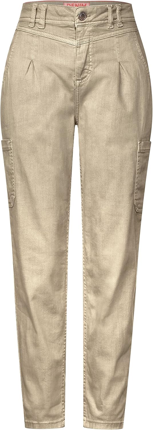 Street One Damen Cargohose 26W / 28L Smooth Sand Washed, 26W / 28L Smooth Sand Washed