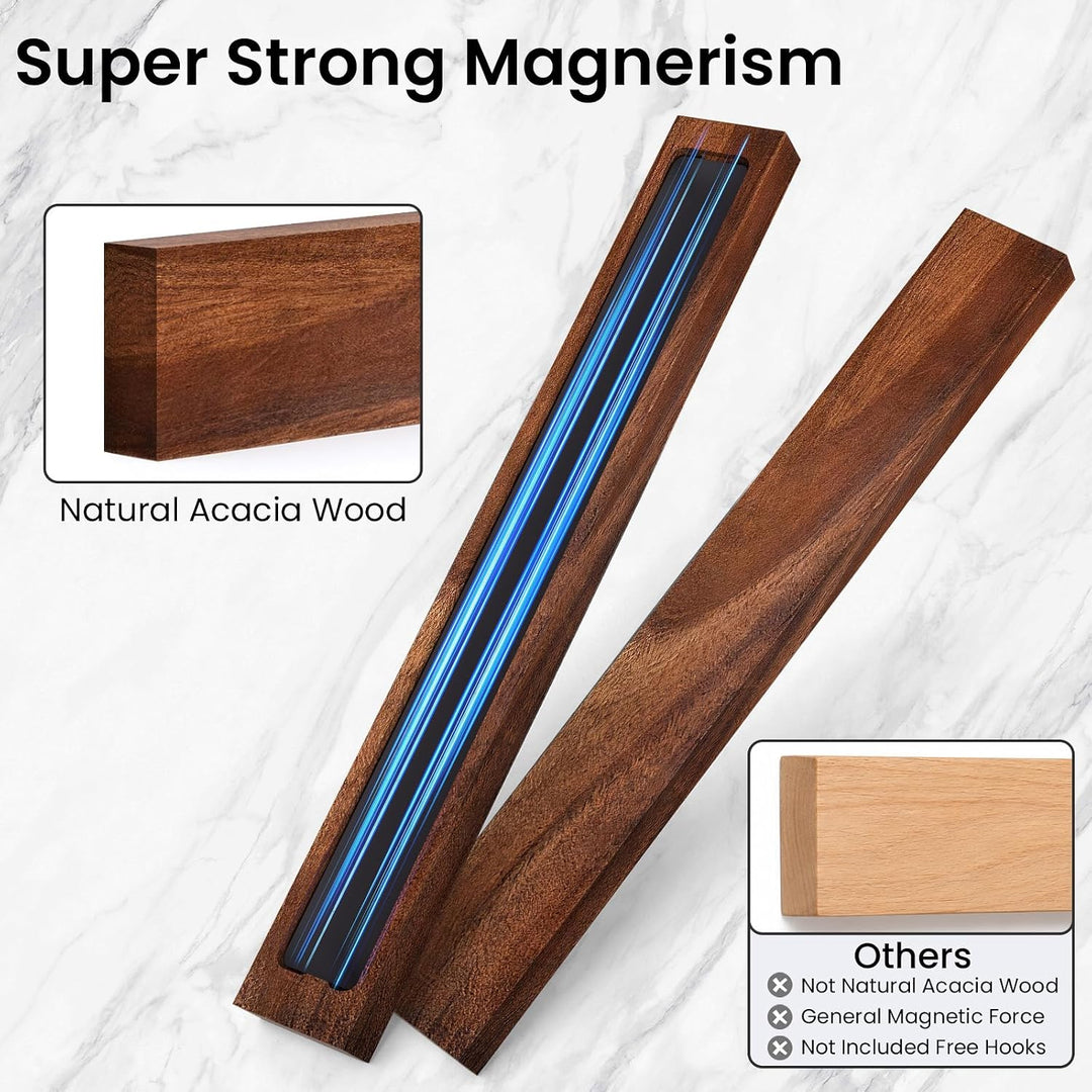 THMINS Magnetleiste Messer, 40cm Magnetischer Messerhalter für die Wand Holzfarbe 40cm 40cm, Holzfar