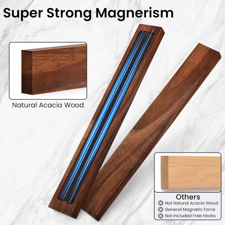 THMINS Magnetleiste Messer, 40cm Magnetischer Messerhalter für die Wand Holzfarbe 40cm 40cm, Holzfar