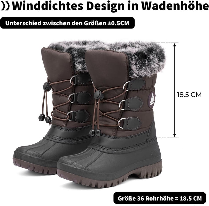 Mishansha Kinder Winterstiefel Gefüttert Wasserdichte Rutschfest Schneestiefel für Mädchen Jungen, G
