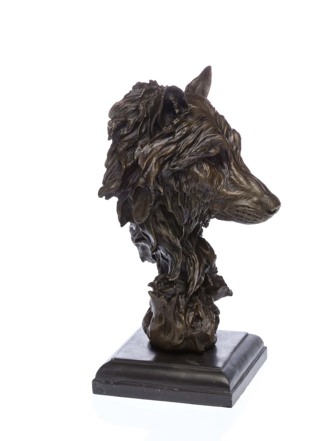 aubaho Bronzeskulptur Büste Wolf Bronze Figur Skulptur 37cm Kunst Antik-Stil