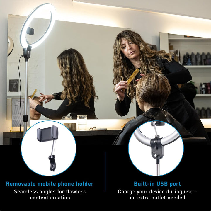 Aura Ringlampe – Ringlicht mit Ständer und Telefonhalterung – LED-Ringlicht für Influencer, Videokon