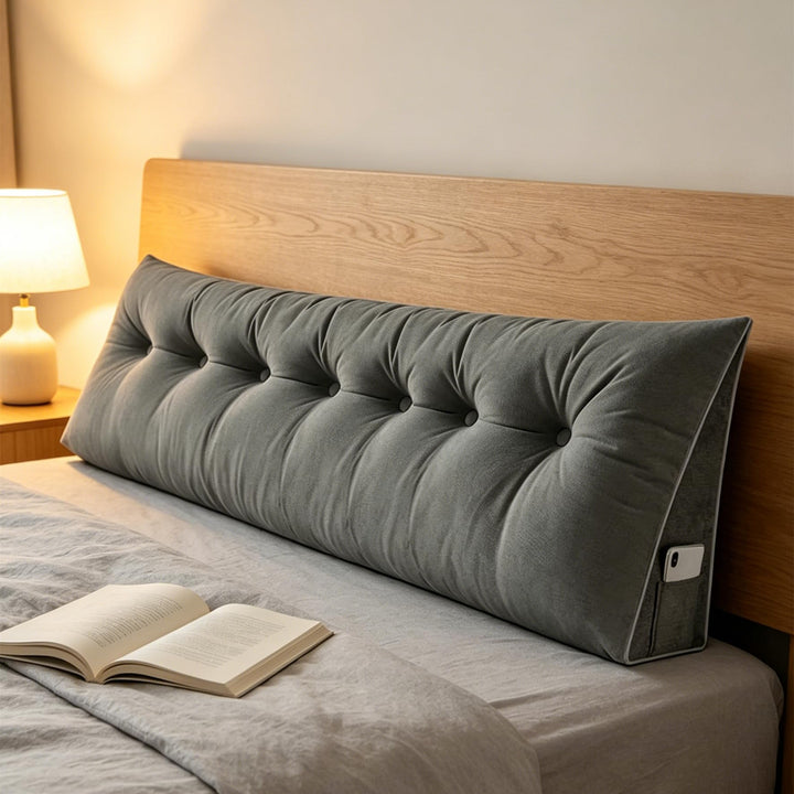 Rückenkissen 160 cm Breit - Lesekissen für Bett und Sofa Keilkissen Rückenpolster Kissen mit Waschba