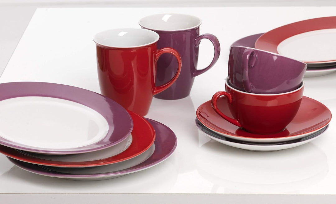 Ritzenhoff &amp; Breker Kaffeeservice Doppio, 12-teilig, Porzellangeschirr, Rot Rot Kaffeeservice, Rot K