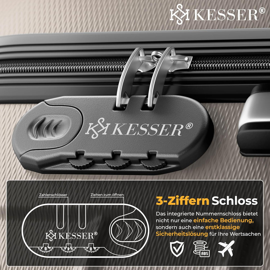 KESSER® 3tlg. Hartschalenkofferset Hard Shell Basic Hartschalenkoffer Trolley Koffer Reisekoffer Rei