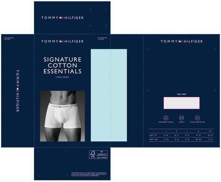 Tommy Hilfiger Herren 3er Pack Boxershorts Trunks Unterwäsche M Multicolour (Black/Black/Black/Black