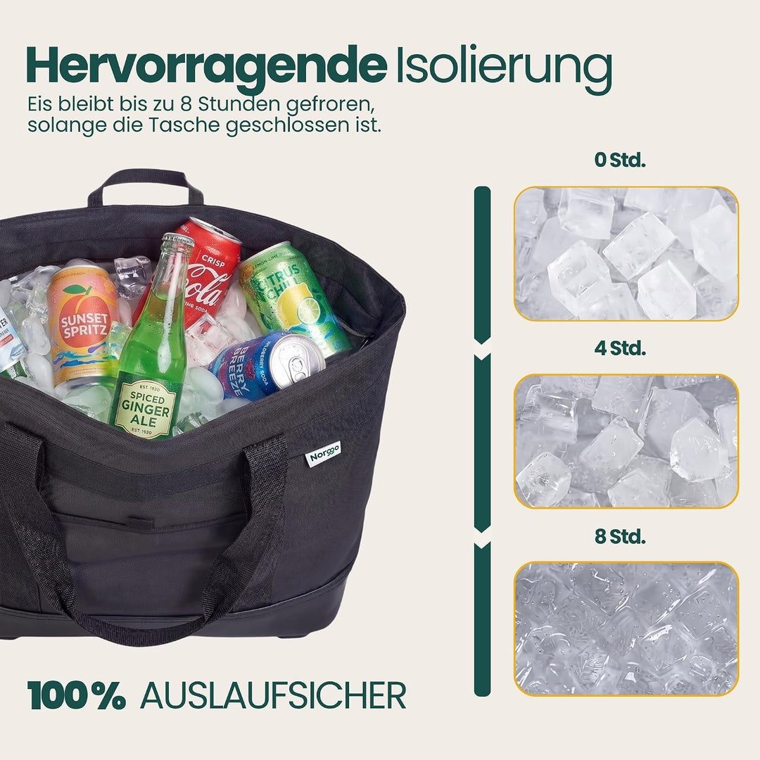 Kühltasche Gross 40L Faltbar - Isoliertasche für Strand und Camping