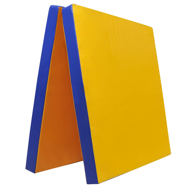 Grevinga® Turnmatte VB 80 | Blau, 200 x 200 cm, Turnen, Klappbar auf 100 x 100 cm Gelb-Blau 200 x 10